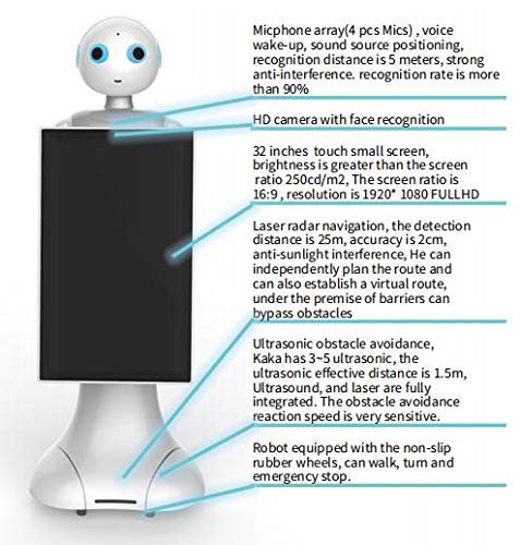 Рекламен робот за Автоматично Лазерно навигация Smart Welcome Reception Service Robot (Бял)