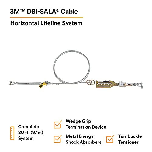 Хоризонтална Система за спасителни въжета DBI-SALA 7602030 с дължина от 3 М, на 30 фута Въже с Клиновидна дръжка,