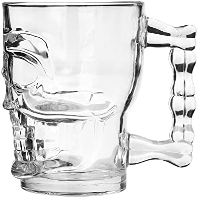 Стъклена По Халба под формата на Черепа с дръжка, 4 бр., Тежки Прозрачни Чаши за Пиене, Една Чаша за Вода, Вино, сок и Новост