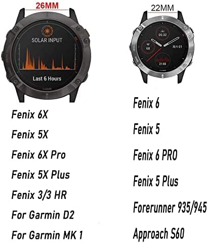 DJDLFA Силикон 26 мм 22 мм быстросъемный каишка за часовник Garmin Fenix 6 6S 6X Pro 5X5 5Plus 3 HR 935 S60 Watch Каишка