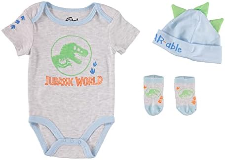 Комплект дрехи за малки момчета Мир Джурасик парк, от 3 теми С Боди, Чорапи и Шапочкой