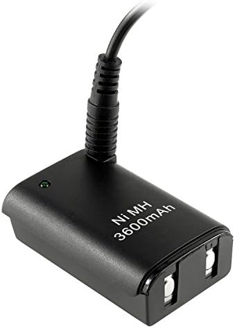 Преносимото батерия eForCity с USB-кабел, Съвместим с Microsoft xBox 360, черен
