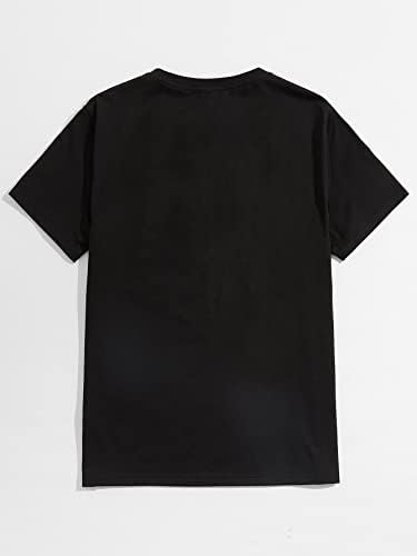 Ризи AMYAVA за Мъже, Мъжки Ризи, Потници, Мъжки тениски с писмото по образец (Цвят: черен Размер: XX-Large)
