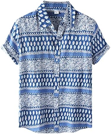 XXBR Летни Мъжки Хавайски Ризи, Реколта Блузи с Къс ръкав и Тропически Принтом, Свободна Плажна Риза Свободно