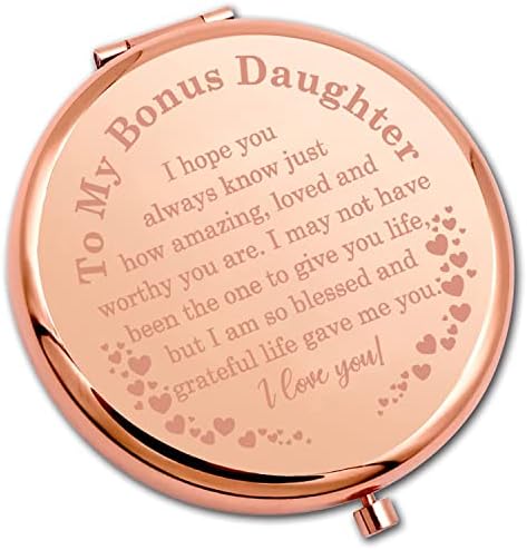 PLITI Бонус Дъщеря Компактно Огледало във формата на мама, татко, Stepdaughters Подарък на Моята Бонус дъщеря Вдъхновяващи