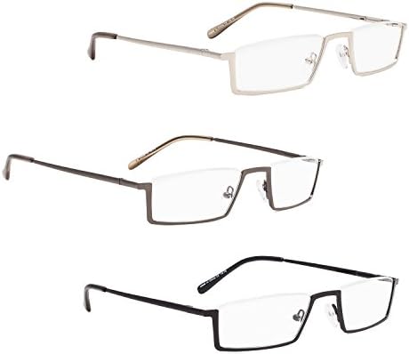LUR 6 опаковки, прозрачни очила за четене + 3 опаковки очила за четене в метална рамка (общо 9 двойки ридеров + 0,75)