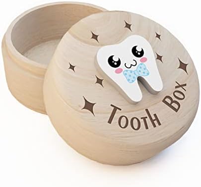 Детска Издълбани в Ковчег за зъби Azbuk, Дървени Ковчег за Феята на Зъбките с 3D Зъб, В която се Съхраняват на