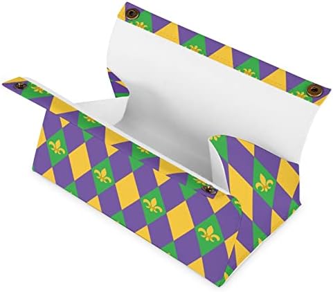 Mardi Gras Арлекин Изкуствена Кожа Кутия За Салфетки Притежателя Хартиена Кърпа Чанта За Съхранение На Офис У Дома