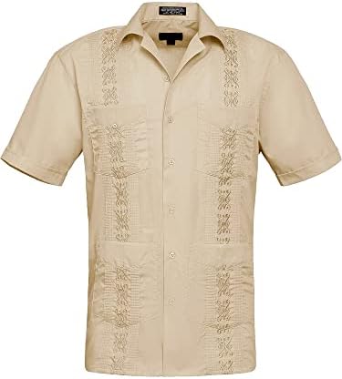 Мъжки лека Бродирани Плиссированная кубинска риза Guayabera Премиум-клас с бродерия