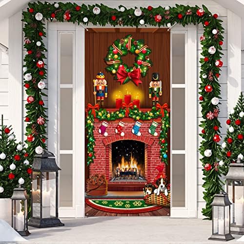 Весела Коледа на Вратата на Кутията Коледа Камина Вратата на Кутията Декори Коледно Дърво Печатна Вратата на Кутията