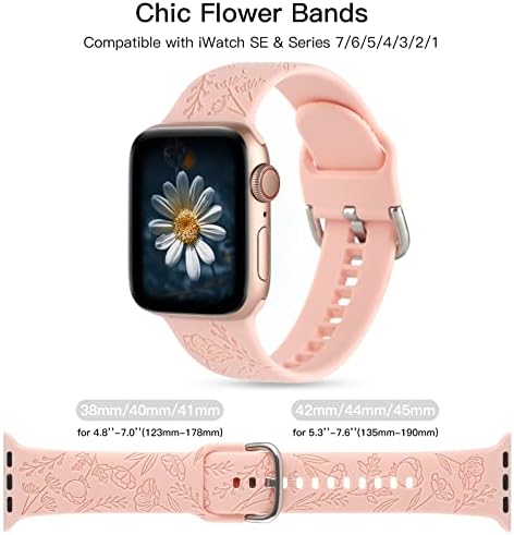 2 Опаковки лента с цветен надпис, съвместим с джапанки Apple Watch 38 мм, 40 мм 41 мм за жени, с хубав дизайн диви цветя,