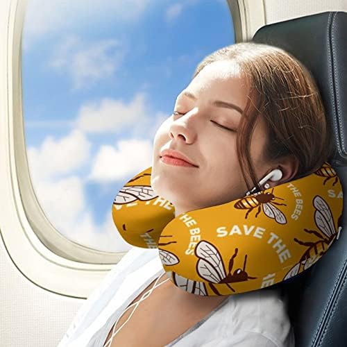 Запазване на Пчелите Пътна Възглавница за шията от пяна с памет ефект на облегалката за глава за Полет Поддръжка на