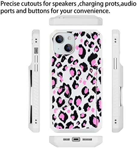 Калъф Cavor за iPhone 14 с държач за карти, Леопардовый устойчив на удари калъф за цялото тяло, Защитен Калъф-портфейл