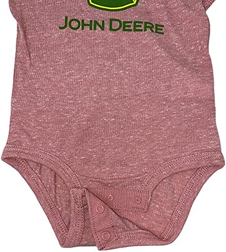 Детско Розово-Лиловое Боди John Deere с къс ръкав за новородено, Размери 6, 12, 18 месеца