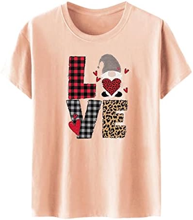 Ризи за Свети Валентин за Жени, Основна Тениска с Къс Ръкав, Леопардовая Клетчатая Туника с Принтом Елф, Празнични Върхове,