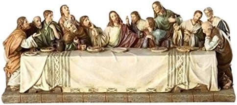 Тайната Вечеря Ренесансов Дизайн Исус с 12 Ученици Каменна Статуетка размер 11 х 4,5 инча