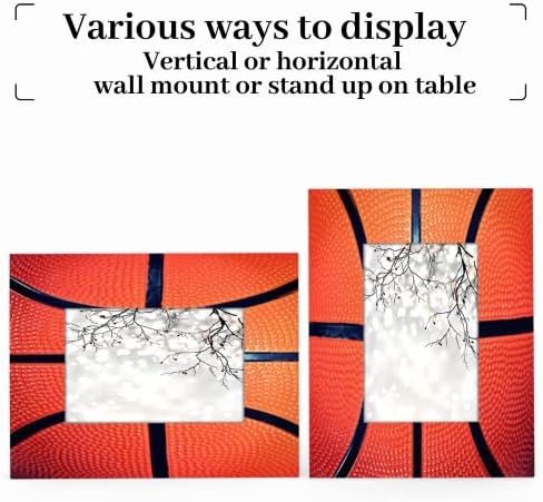 Рамка за снимки AUUXVA 5x7, рамка за снимка с Модел на Спортна топка, Баскетбол, Дървена Рамка за плот, монтиран на стената