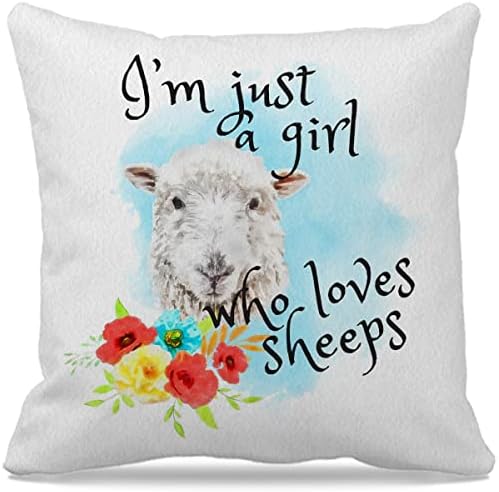 Категория селскостопански животни 18 × 18, Просто Момиче, Което Обича Овце, Забавна Декоративна Калъфка за възглавница