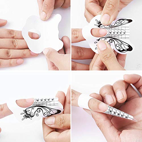 100шт Етикети за формата на ноктите Pro Пеперуда Квадратни Уши Форми за нокти Форма за Криви Акрил UV-Гелевых