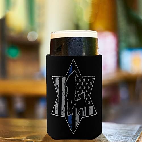 Полицейско Куче Тънка Синя Линия Флаг на САЩ за Многократна употреба Ръкави за Чаши Кафе С Лед Изолиран поставка за Чаши с Хубав Модел за Топли Студени Напитки