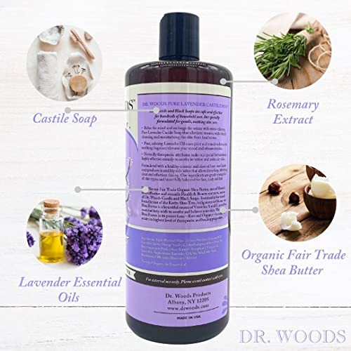 Сапун Dr. Woods Pure Lavender Castile с органично масло от шеа, 32 грама (опаковка от 2 броя)