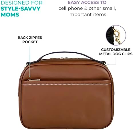 TWELVElittle Luxe Клатч за памперси - чанта за памперси за през рамо за Лаптоп подложка за промяна на тампон, чанта с цип и футляром за салфетки