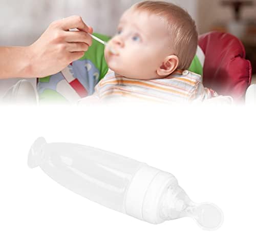 Лъжица за бебешко шише с функция за защита, Удобна за подаване на детска лъжици за повиване на открито (Бяла)