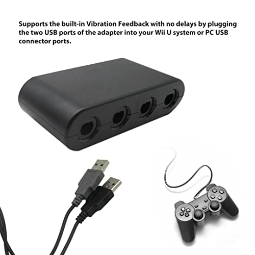 Адаптер за Gamecube контролер с 4 порта, който е съвместим с Wii U и PC Windows 2000, XP, Vista, 7, 8, 8.1, 10, Mac OS Vicue