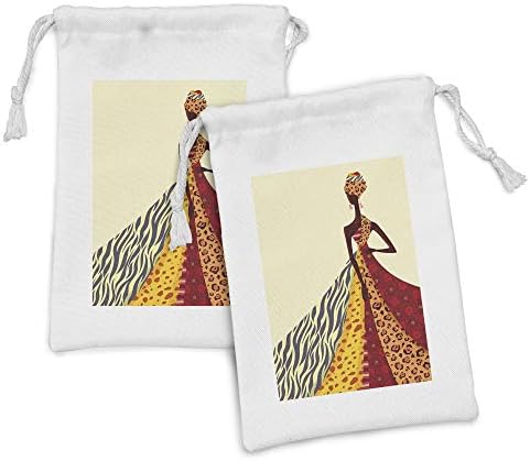 Комплект от 2 чанти от съвременната тъкан Ambesonne, Момичето Позира в рокля с различен дизайн на модел, Малка Чанта на съвсем