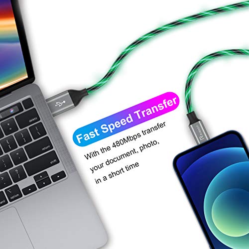 Кабел за зарядно на iPhone с подсветка, led кабели Lightning, 1 опаковка | е Сертифицирана от Apple Пфи | USB-Кабел