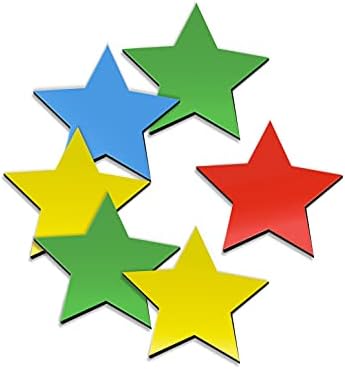 Гъвкави магнити във формата на звезди с различни цветове за бяла дъска, хладилник, шкафчета или офис (16 опаковки | 2.5 инча)