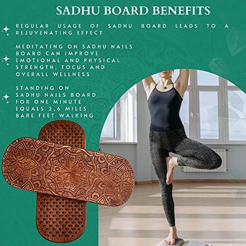 Дъска Sadhu ТЕНГРИ, Sadhu от масивно дърво с Надпис, Компактна Дъска Sadhu за практикуване на Йога и Медитация, с 0.39 инча