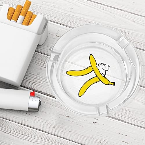 Банан Плодов Жълто Забавен Pi Стъклен Пепелник за Цигари Около Пепелника Портативният Притежателя Пепел Калъф за Вътрешно Външно