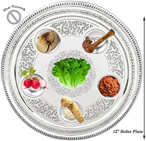 Елегантна чиния за Великден Седера - Дизайн в нар стил - Зашеметяващ художествени 12-инчови плочи за Седера
