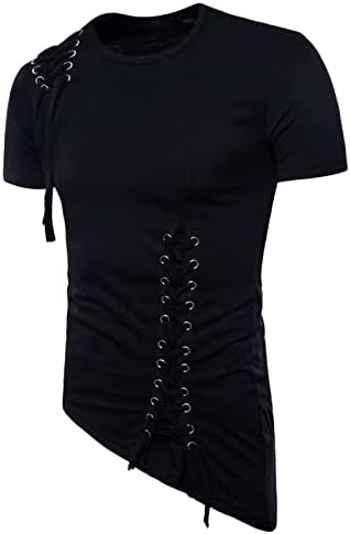 Мъжка Лятна Нова Тениска с Къс ръкав с Неправилна Форма, Вязаная Блуза с Плетени Въже, Готически Пиратски Улични Върховете