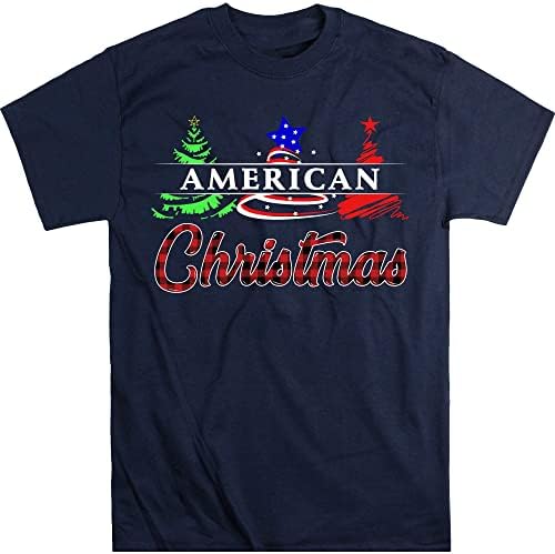 Весела Коледна Елха Американски Флаг Коледно Дърво, Зелено Червено Подарък за Коледа