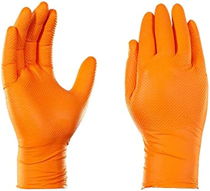 Промишлени ръкавици за еднократна употреба GLOVEWORKS HD от портокал нитрил, 8 Mils, без латекс с релефни диамантената
