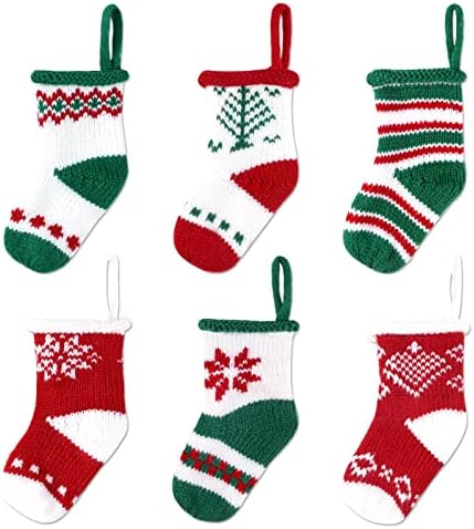 ANLIONYE 6 Опаковки мини-коледни Чорапи 5 инча, Възли Малки Чорапи Мини размер, Коледни Чорапи, в селски стил,