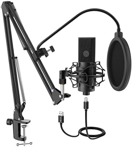 Кондензаторен микрофон WIONC с регулируем ударните стена за настолен микрофон, подходящ за записване на вокали в студийном