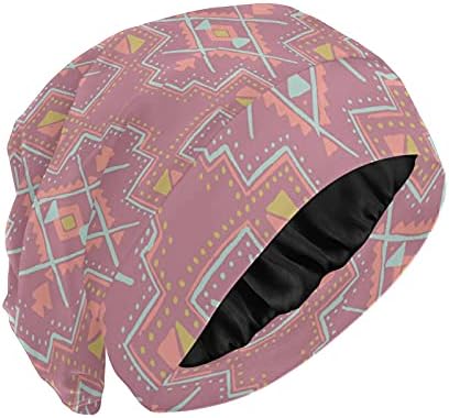 Skull Cap сън шапка работа Капачка на капака на двигателя-шапки за жени шарени бохемски розово каре мозайка