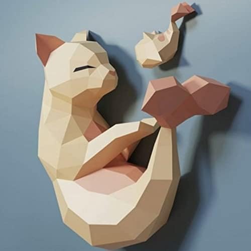 Елегантна Форма Котки направи си САМ Хартиена Скулптура Геометрично Декорация на Стени 3D Книжен Модел Ръчно