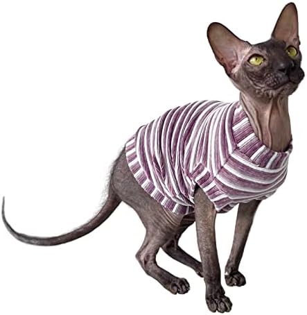 Тениска Kotomoda с безволосым котка в Вельветово-лиловую лента за котка Сфинкс (X-Small)