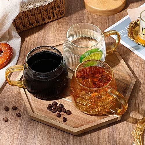 8 Бр. Стъклени Чаши за Кафе 12,5 грама Прозрачни Чаши за топли напитки Оребрени Чаши за еспресо Стъклени чаши за Кафе