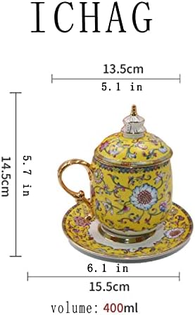 Эмалированная чаена чаша ICHAG, Кафеена чаша, офис чай със златна дръжка, синя эмалированная чаша, подарък чай, за мъже и