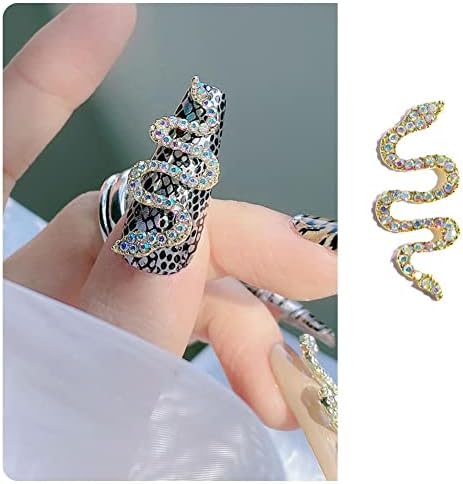 Дизайн на ноктите Змия Функционален Дизайн ноктите си Змия от сплав от Планински кристал Изискана Привлекателна Змия за нокти - (Стил И цвят: 8)