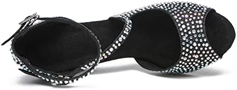 YKXLM Дамски Обувки За Танци балната зала С Пайети, Обувки за Латино Танци, Обувки за изказвания в стил Салса