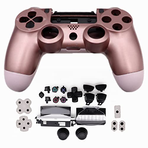 Пластмасов корпус игрален контролер HUAYUWA (розово злато), с набор от резервни бутони, Подходящи за PlayStation 4 Pro