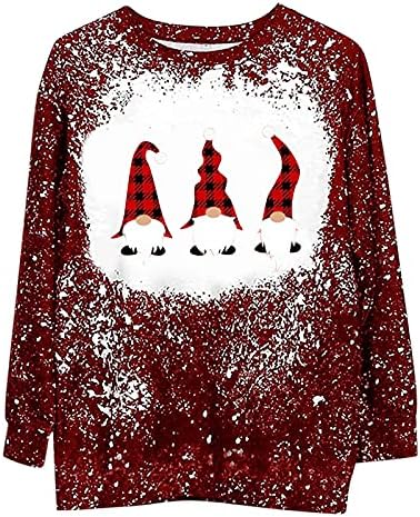 Коледни Пуловери за Жени, по-Големи Размери, Блуза с кръгло деколте и Дълъг Ръкав, Мека Дишаща Есенна Удобна