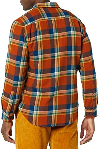 Мъжки облегающая Фланелевая риза Essentials с дълъг ръкав и Два джоба