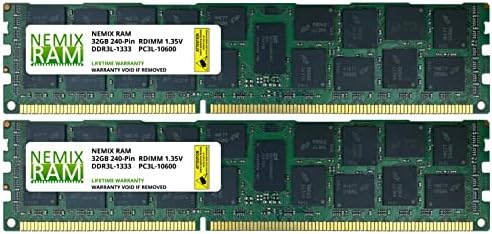 64 GB (2x32 GB) DDR3-1333 Mhz, PC3-10600 ECC RDIMM 4Rx4 1.35 Регистрирана сървър памет от NEMIX RAM